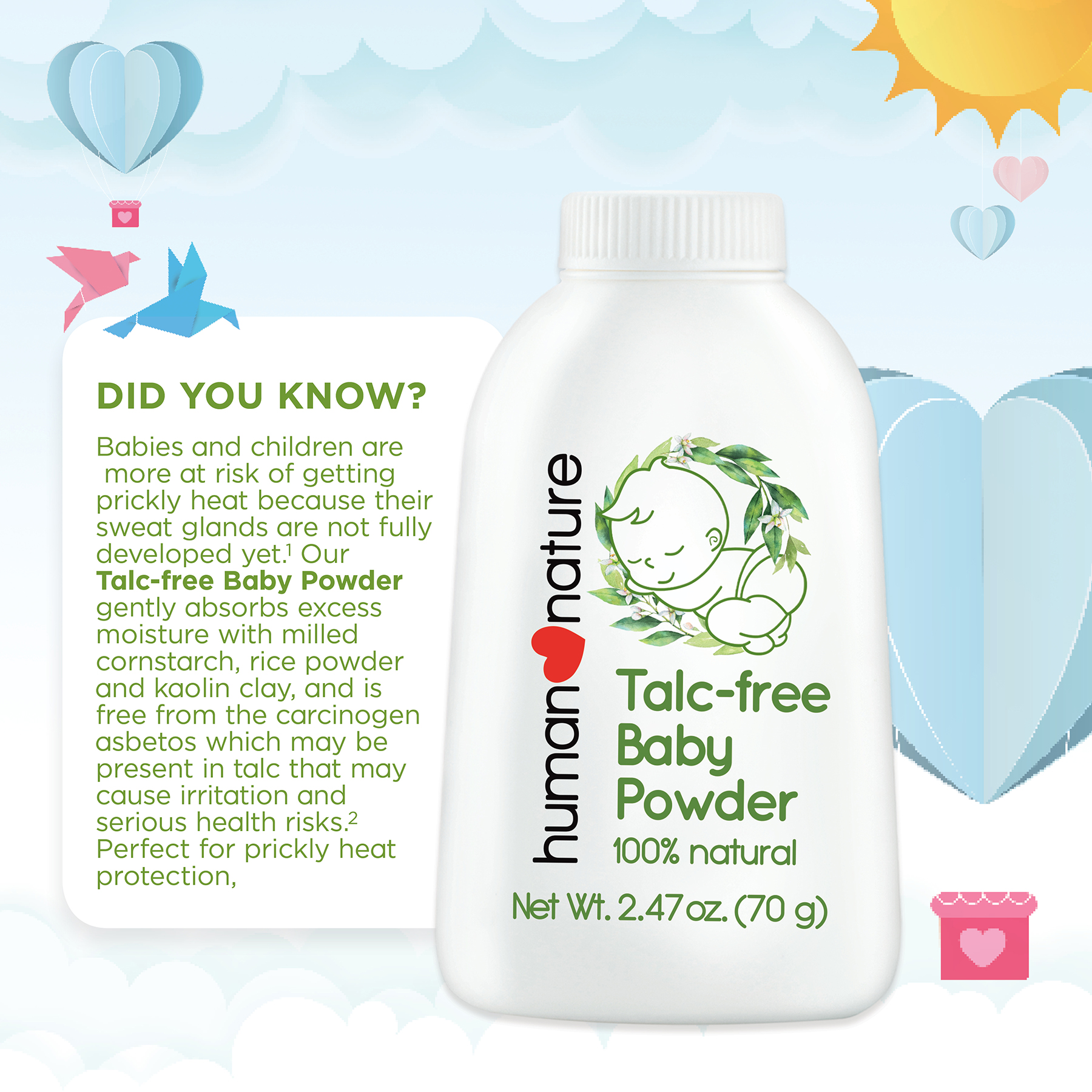 Natural TalcFree Baby Powder 70g I Heart Nature New Zealand Australia