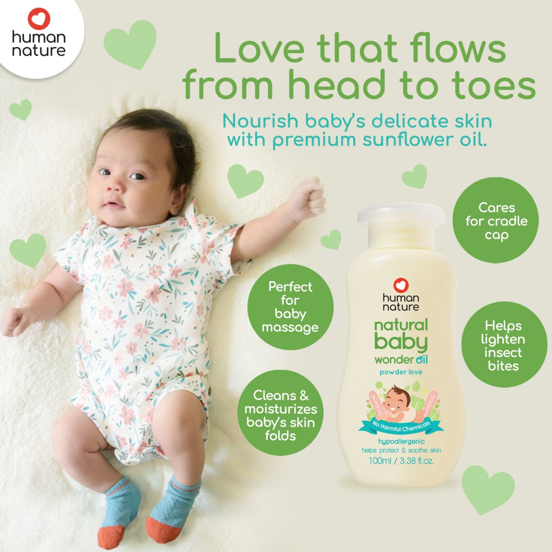 Natural Baby Wonder Oil Powder Love 100ml - Image 2