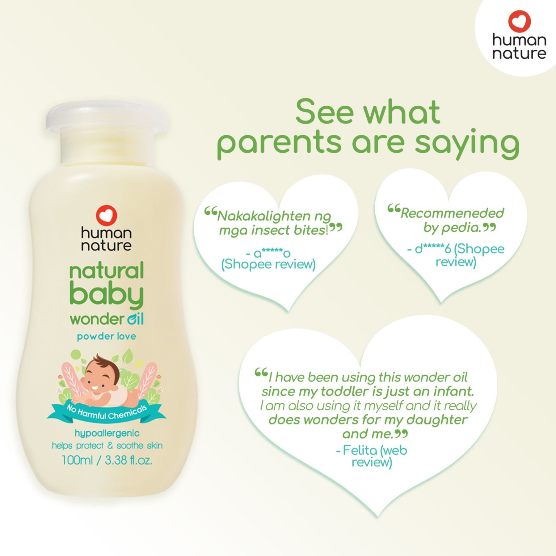 Natural Baby Wonder Oil Powder Love 100ml - Image 3