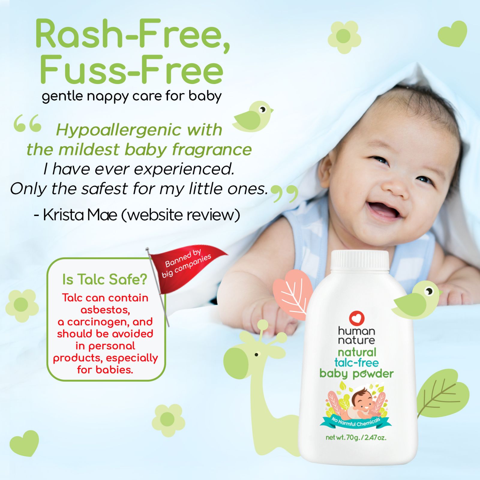 Natural Talc-Free Baby Powder 70g - Image 3